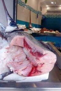 Pesce spada dello Stretto fresco da taglio alla Pescheria Morello Messina